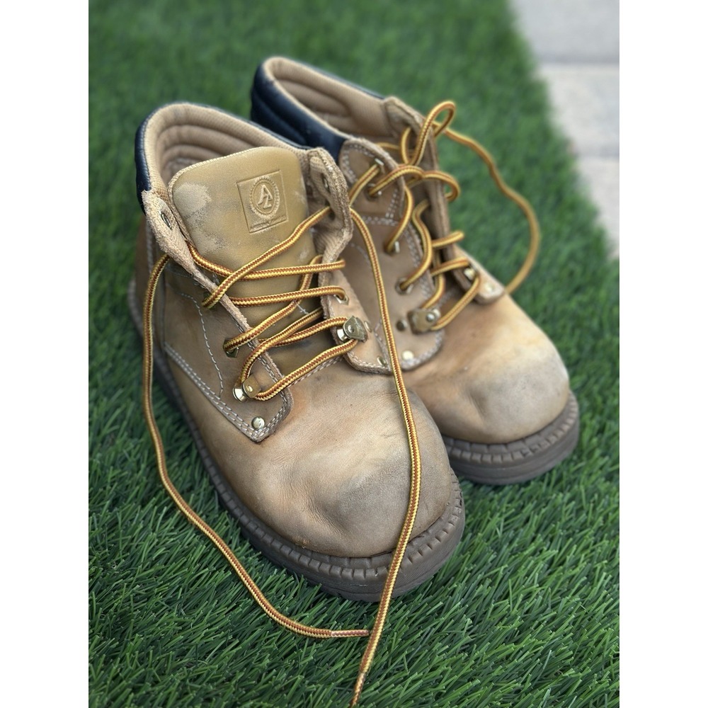 Arizona Jean Co Kids Leather Work Boots Tan Brown Size 3M